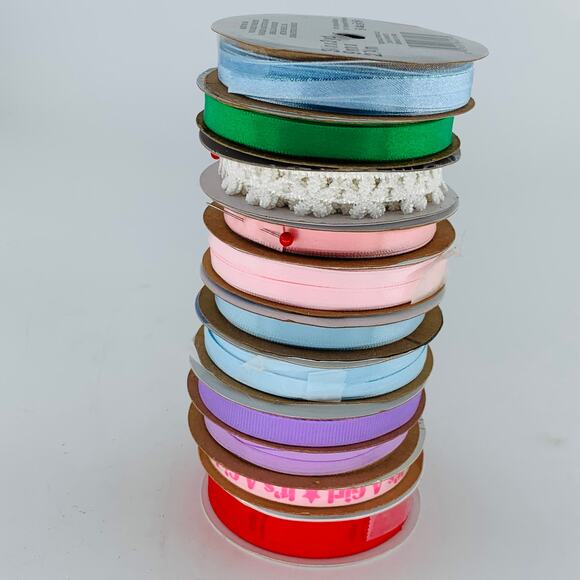 Ribbon Lot For Crafts Multicolor Blue Red Purple Pink Green Grosgrain Satin Trim - Picture 8 of 8